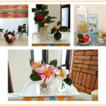 診療室は椿の花で溢れています